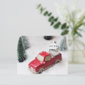 Vrolijk kerstfeest, kerstboom, Merry Xmas auto Feestdagenkaart (Staand voorkant)