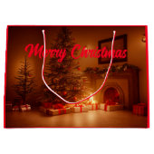 Vrolijk kerstfeest. Kerstboom met Cadeaus Groot Cadeauzakje (Voorkant)