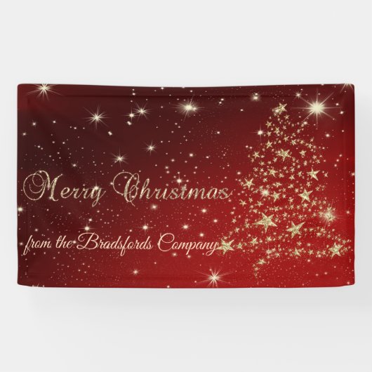 Vrolijk kerstfeest, kerstboom, rood, bedrijf spandoek (Horizontaal)