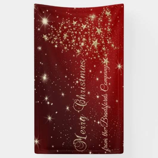 Vrolijk kerstfeest, kerstboom, rood, bedrijf spandoek (Verticaal)