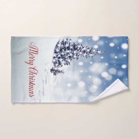 Vrolijk kerstfeest, kerstboom, sneeuw bad handdoek (Handdoek)