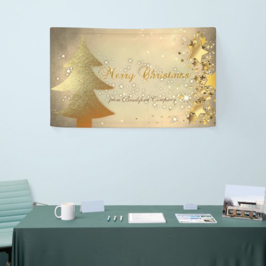 Vrolijk kerstfeest, kerstboom, sterren, sparkle spandoek (Beurs)