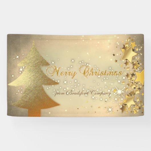 Vrolijk kerstfeest, kerstboom, sterren, sparkle spandoek (Horizontaal)