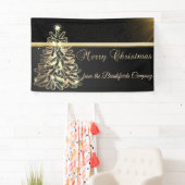 Vrolijk kerstfeest, kerstboom, zwart, bedrijf spandoek (Insitu)
