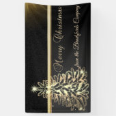 Vrolijk kerstfeest, kerstboom, zwart, bedrijf spandoek (Verticaal)