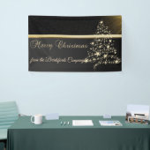 Vrolijk kerstfeest, kerstboom, zwart, bedrijf spandoek (Beurs)