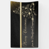 Vrolijk kerstfeest, kerstboom, zwart, bedrijf spandoek (Verticaal)