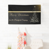 Vrolijk kerstfeest, kerstboom, zwart, bedrijf spandoek (Insitu)