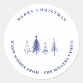 Vrolijk kerstfeest | Kerstboompatroon Ronde Sticker (Voorkant)