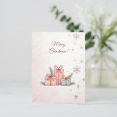 vrolijk kerstfeest! Kerstcadeaus,Сkerstkaart. Feestdagenkaart (Staand voorkant)