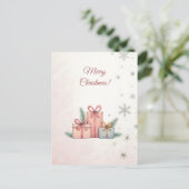 vrolijk kerstfeest! Kerstcadeaus,Сkerstkaart. Feestdagenkaart (Staand voorkant)