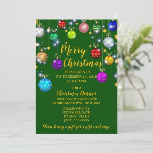 Vrolijk kerstfeest, kerstdiner kaart (Staand voorkant)