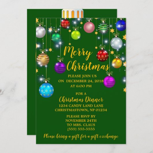 Vrolijk kerstfeest, kerstdiner kaart (Voorkant / Achterkant)