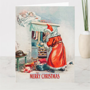 Vrolijk kerstfeest - kerstfeestdag santa claus kaart