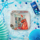 Vrolijk kerstfeest - kerstfeestdag santa claus papieren bordje (Feest)