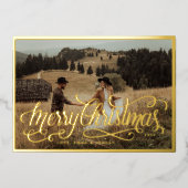 Vrolijk kerstfeest | Kerstfeestfoto van Elegant Folie Feestdagenkaart (Voorkant)