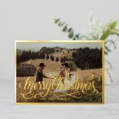 Vrolijk kerstfeest | Kerstfeestfoto van Elegant Folie Feestdagenkaart (Staand Voorkant)