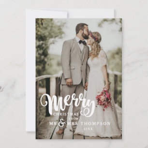 Vrolijk kerstfeest   kerstkaart voor bruiloft bedankkaart