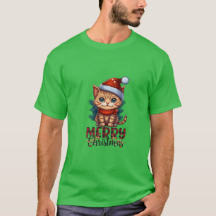 Vrolijk kerstfeest, kerstkat t-shirt