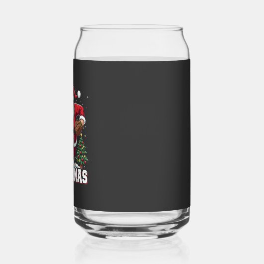 Vrolijk Kerstfeest Kerstman Baseball Lover Blikvorm Glas (Links)