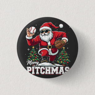 Vrolijk Kerstfeest Kerstman Baseball Lover Ronde Button 3,2 Cm
