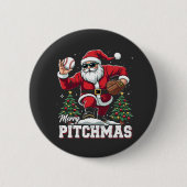 Vrolijk Kerstfeest Kerstman Baseball Lover Ronde Button 5,7 Cm (Voorkant)