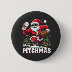 Vrolijk Kerstfeest Kerstman Baseball Lover Ronde Button 5,7 Cm