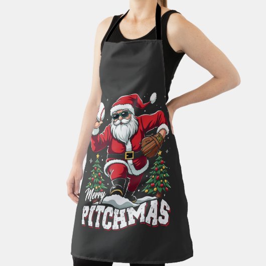 Vrolijk Kerstfeest Kerstman Baseball Lover Schort (Insitu)