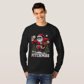 Vrolijk Kerstfeest Kerstman Baseball Lover T-shirt (Voorkant volledig)