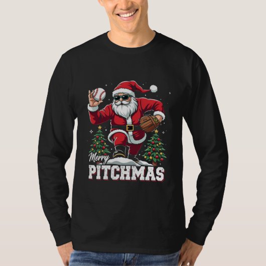 Vrolijk Kerstfeest Kerstman Baseball Lover T-shirt (Voorkant)