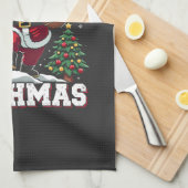 Vrolijk Kerstfeest Kerstman Baseball Lover Theedoek (Quarter Fold)