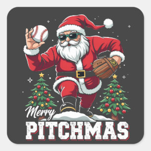 Vrolijk Kerstfeest Kerstman Baseball Lover Vierkante Sticker
