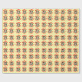 VROLIJK KERSTFEEST KERSTMAN BLOESEM BLOEMEN CADEAUPAPIER (Vlak)