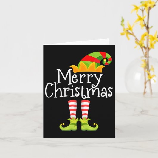 Vrolijk Kerstfeest Kerstman Elf Squad Rendier Grap Kaart (Gele Bloem)