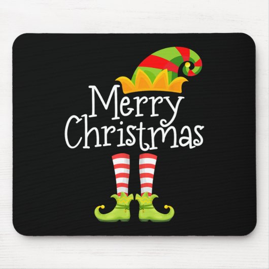 Vrolijk Kerstfeest Kerstman Elf Squad Rendier Grap Muismat (Voorkant)