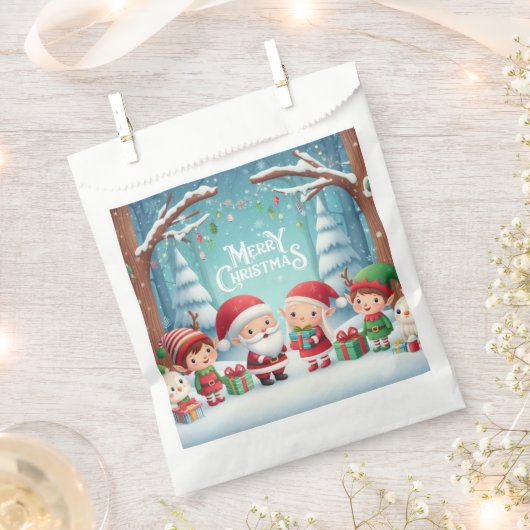 Vrolijk Kerstfeest/Kerstman/elfen sneeuw Bedankzakje (Geknipt)