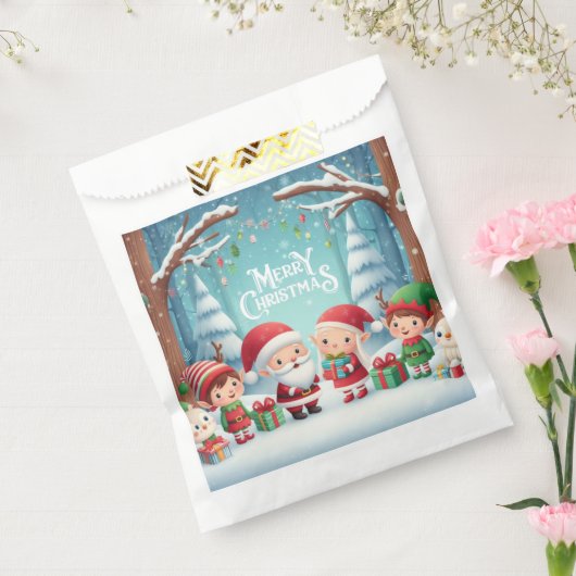Vrolijk Kerstfeest/Kerstman/elfen sneeuw Bedankzakje (Gezegeld)