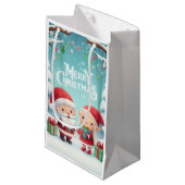 Vrolijk Kerstfeest/Kerstman/elfen sneeuw Klein Cadeauzakje (Voorkant Gekanteld)