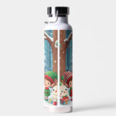 Vrolijk Kerstfeest/Kerstman/elfen sneeuw Waterfles (Rechts)
