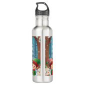 Vrolijk Kerstfeest/Kerstman/elfen sneeuw Waterfles (Achterkant)