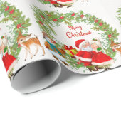 Vrolijk kerstfeest Kerstman en mevrouw Claus Cadeaupapier (Rol Hoek)