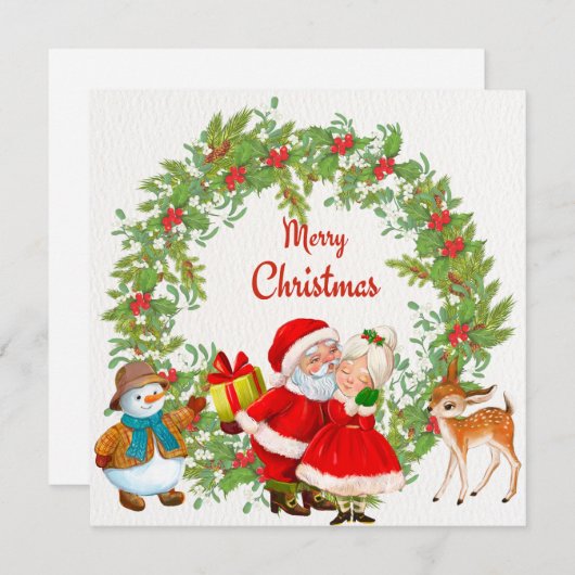 Vrolijk kerstfeest Kerstman en mevrouw Claus Feestdagenkaart (Voorkant / Achterkant)