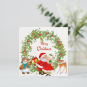 Vrolijk kerstfeest Kerstman en mevrouw Claus Feestdagenkaart (Staand voorkant)