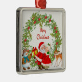 Vrolijk kerstfeest Kerstman en mevrouw Claus Metalen Ornament (Rechts)