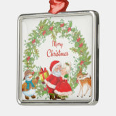 Vrolijk kerstfeest Kerstman en mevrouw Claus Metalen Ornament (Links)