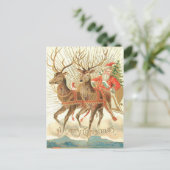 Vrolijk kerstfeest (kerstman en renrendiertje) briefkaart (Staand voorkant)