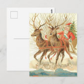Vrolijk kerstfeest (kerstman en renrendiertje) briefkaart (Voorkant / Achterkant)