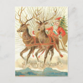 Vrolijk kerstfeest (kerstman en renrendiertje) briefkaart (Voorkant)