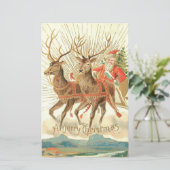 Vrolijk kerstfeest (kerstman en renrendiertje) briefpapier (Staand voorkant)