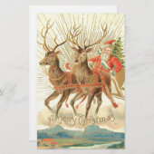 Vrolijk kerstfeest (kerstman en renrendiertje) briefpapier (Voorkant / Achterkant)